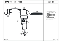 1996 Saab 900 DL Auto Dash Kit Diagram