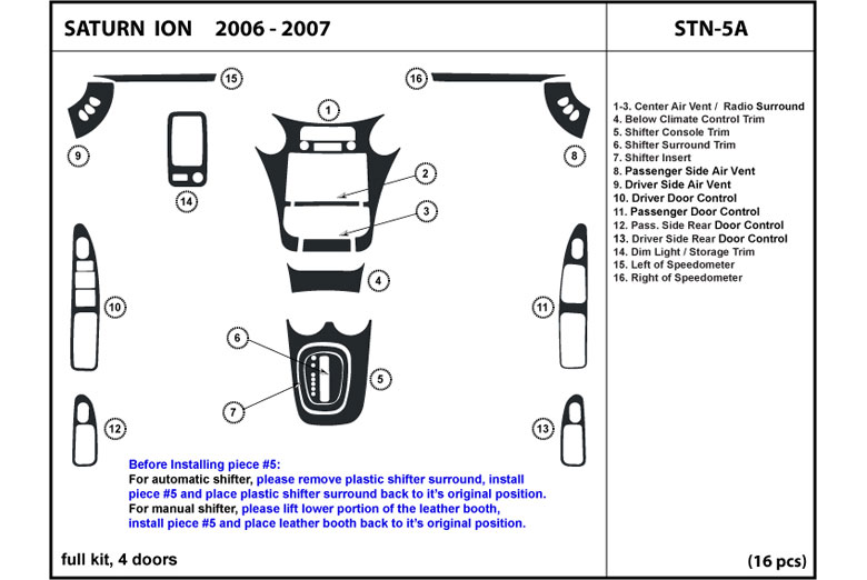 DL Auto™ Saturn Ion 2006-2007 Dash Kits