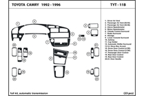1996 Toyota Camry DL Auto Dash Kit Diagram