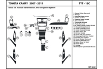 2011 Toyota Camry DL Auto Dash Kit Diagram