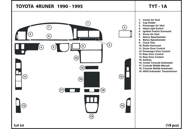 DL Auto™ Toyota 4Runner 1990-1995 Dash Kits