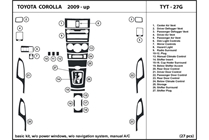 2011 Toyota Corolla DL Auto Dash Kit Diagram
