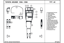 1998 Toyota 4Runner DL Auto Dash Kit Diagram