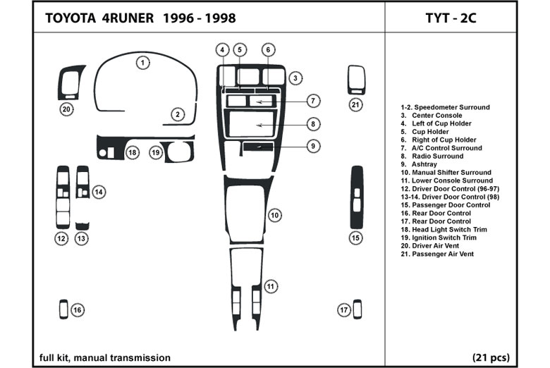 DL Auto™ Toyota 4Runner 1996-1998 Dash Kits