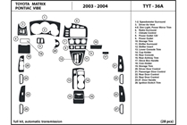2003 Toyota Matrix DL Auto Dash Kit Diagram