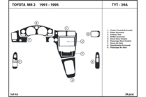1994 Toyota MR2 DL Auto Dash Kit Diagram