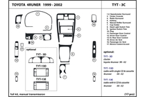 2000 Toyota 4Runner DL Auto Dash Kit Diagram