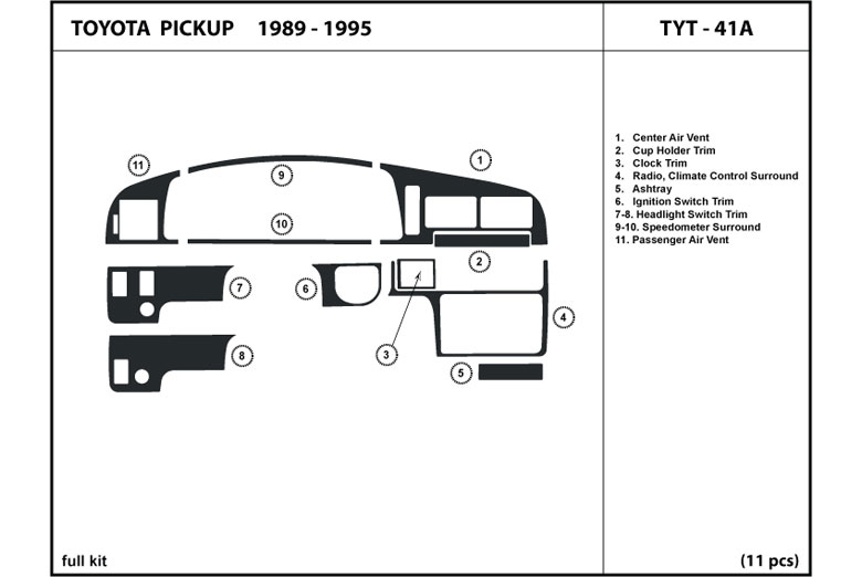1989 Toyota Pickup DL Auto Dash Kit Diagram