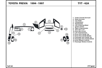 1996 Toyota Previa DL Auto Dash Kit Diagram