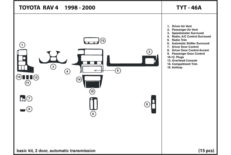 1998 Toyota Rav4 DL Auto Dash Kit Diagram