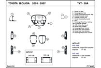2002 Toyota Sequoia DL Auto Dash Kit Diagram