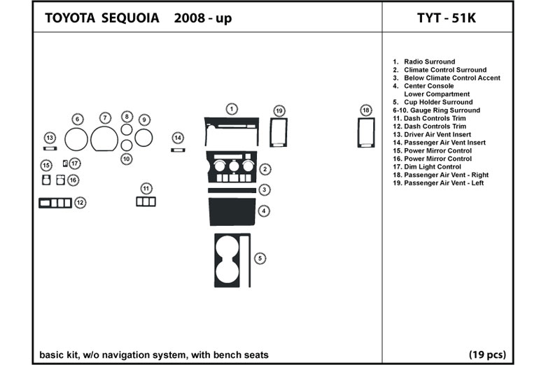DL Auto™ Toyota Sequoia 2008-2012 Dash Kits
