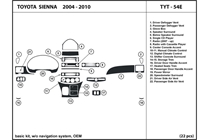 2005 Toyota Sienna DL Auto Dash Kit Diagram