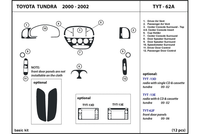 DL Auto™ Toyota Tundra 2000-2002 Dash Kits
