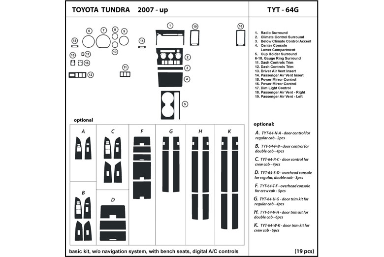 DL Auto™ Toyota Tundra 2007-2012 Dash Kits