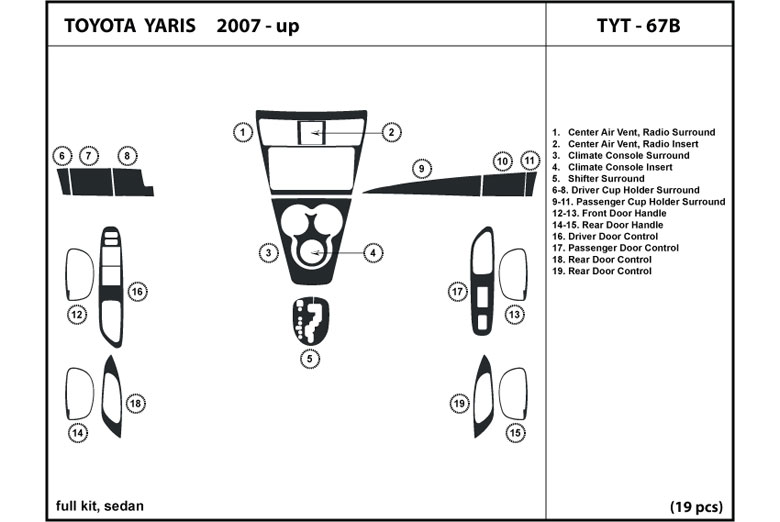 2007 Toyota Yaris DL Auto Dash Kit Diagram
