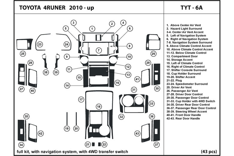 2010 Toyota 4Runner DL Auto Dash Kit Diagram