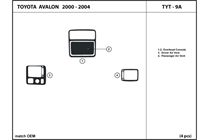 2002 Toyota Avalon DL Auto Dash Kit Diagram