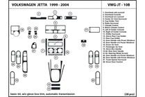 2002 Volkswagen Jetta DL Auto Dash Kit Diagram