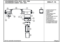 2000 Volkswagen Cabrio DL Auto Dash Kit Diagram