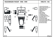 1998 Volkswagen Passat DL Auto Dash Kit Diagram