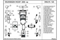 2009 Volkswagen Passat DL Auto Dash Kit Diagram
