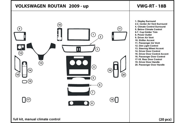 2009 Volkswagen Routan DL Auto Dash Kit Diagram