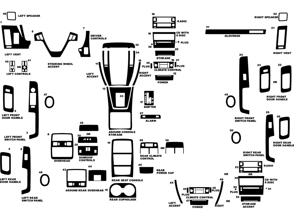 Cadillac STS 2005-2007 Dash Kit Diagram
