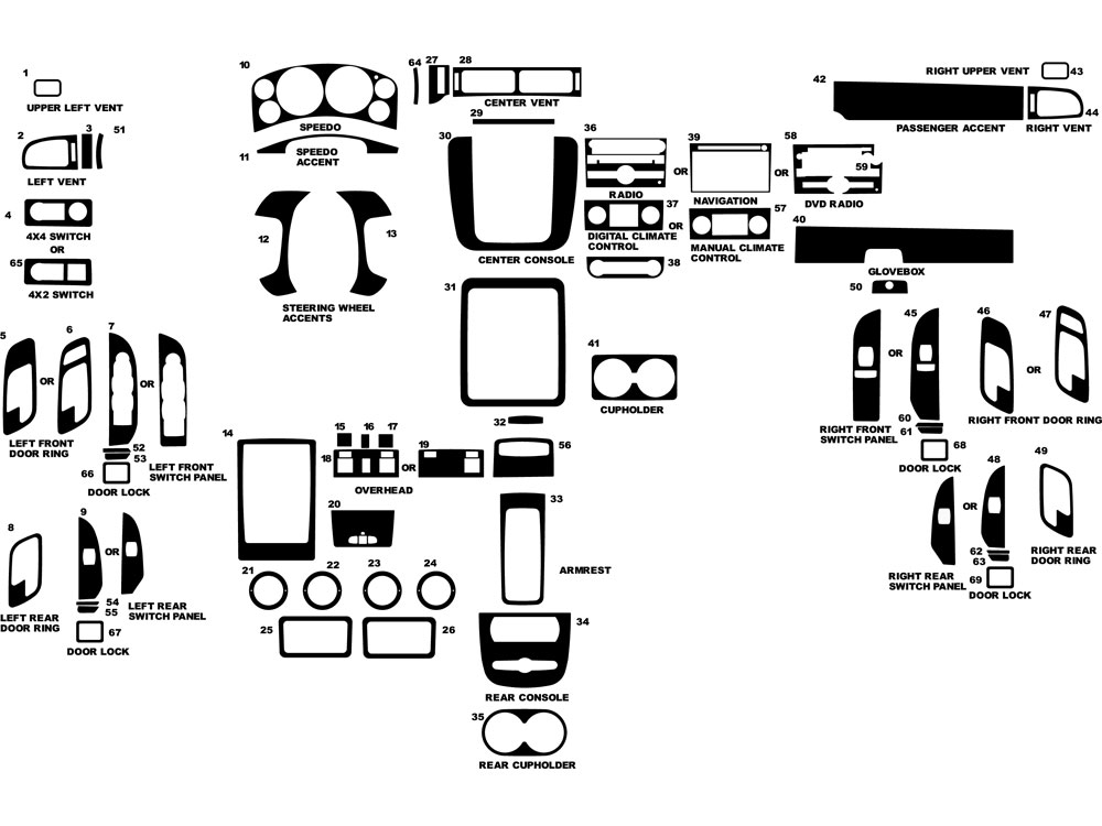 GMC Yukon 2007-2014 Dash Kit Diagram
