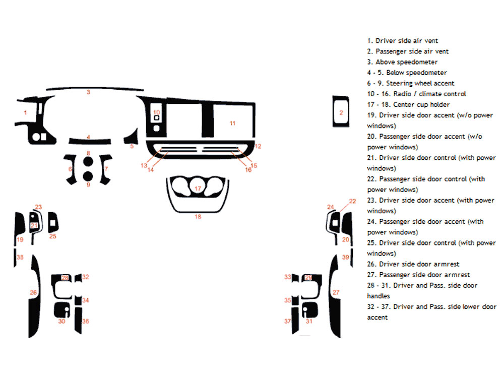 GMC Savana 2008-2024 Dash Kit Diagram