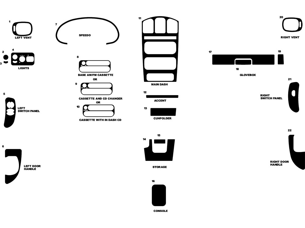 Chrysler Town and Country 2001-2003 Dash Kit Diagram