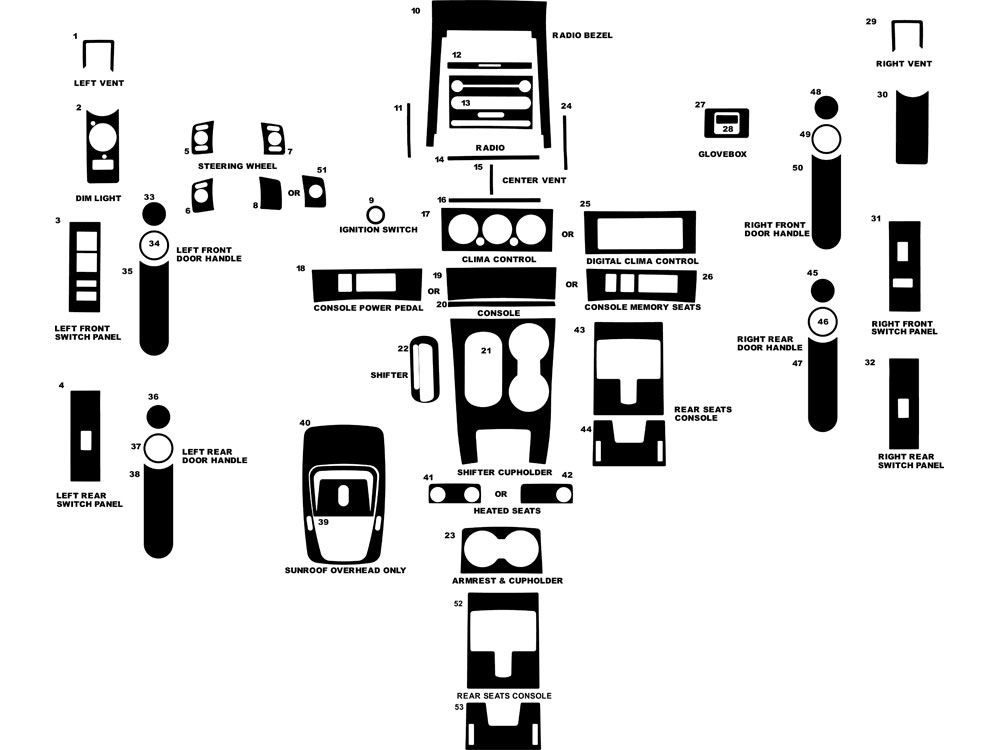 Mercury Mountaineer 2006-2010 Dash Kit Diagram