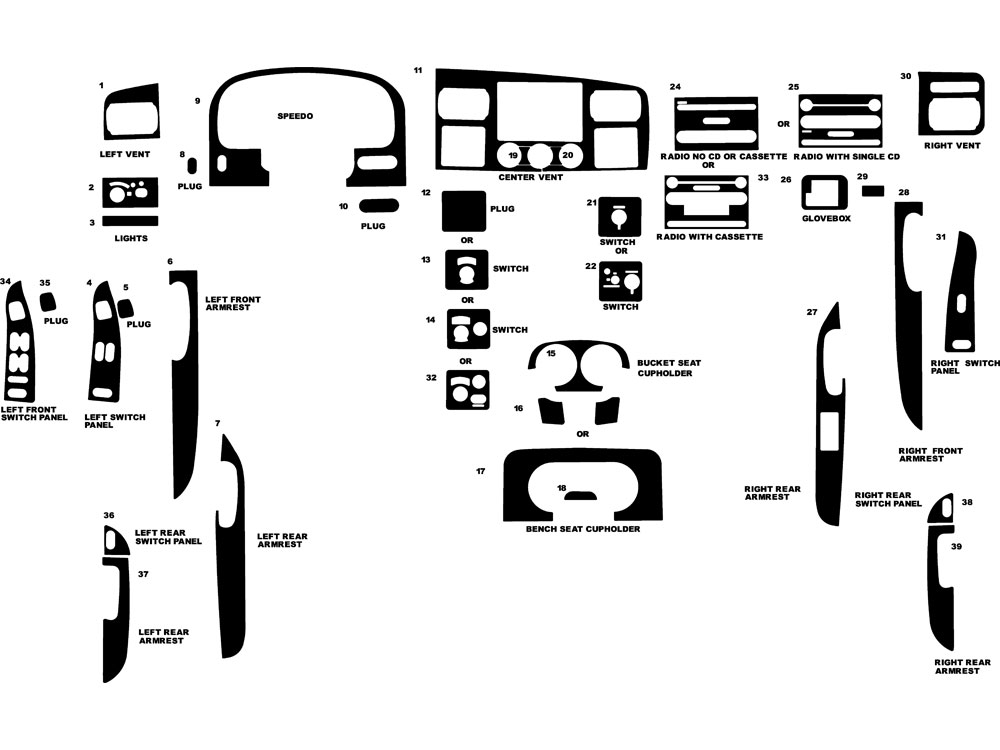 Ford F-350 2005 Dash Kit Diagram