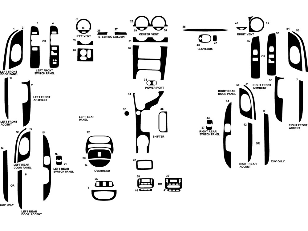 GMC Envoy 2006-2009 Dash Kit Diagram
