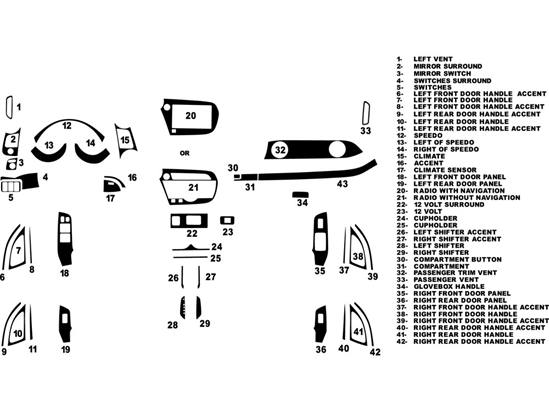 Honda Insight 2010-2014 Dash Kit Diagram