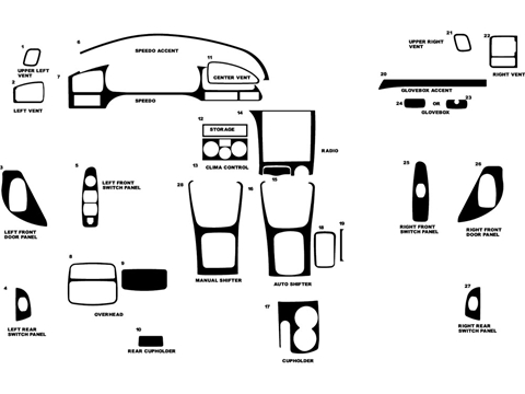 Rdash™ Hyundai Elantra 2001-2003 Woodgrain Dash Kits