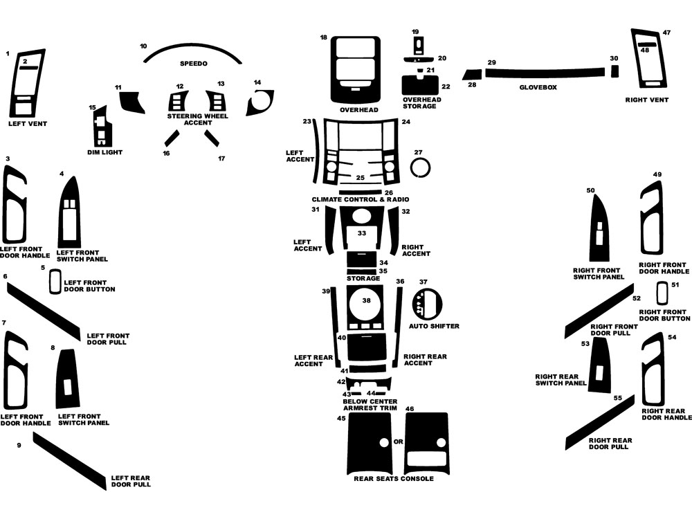 Infiniti FX45 2006-2008 Dash Kit Diagram