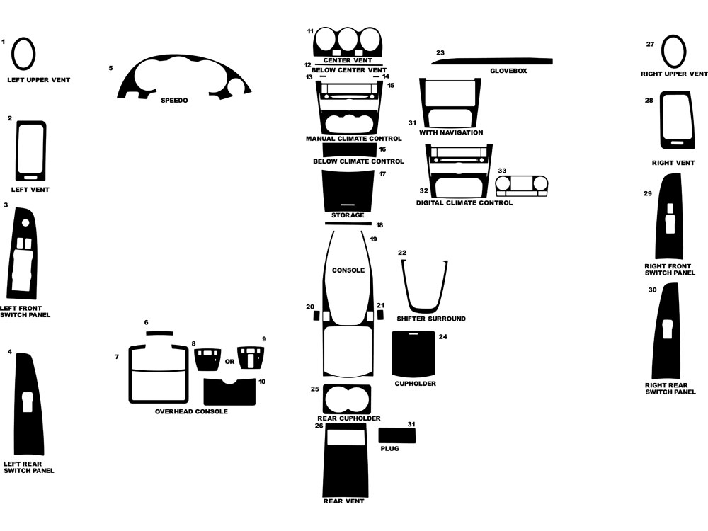 Nissan Altima Sedan 2007-2012 Dash Kit Diagram