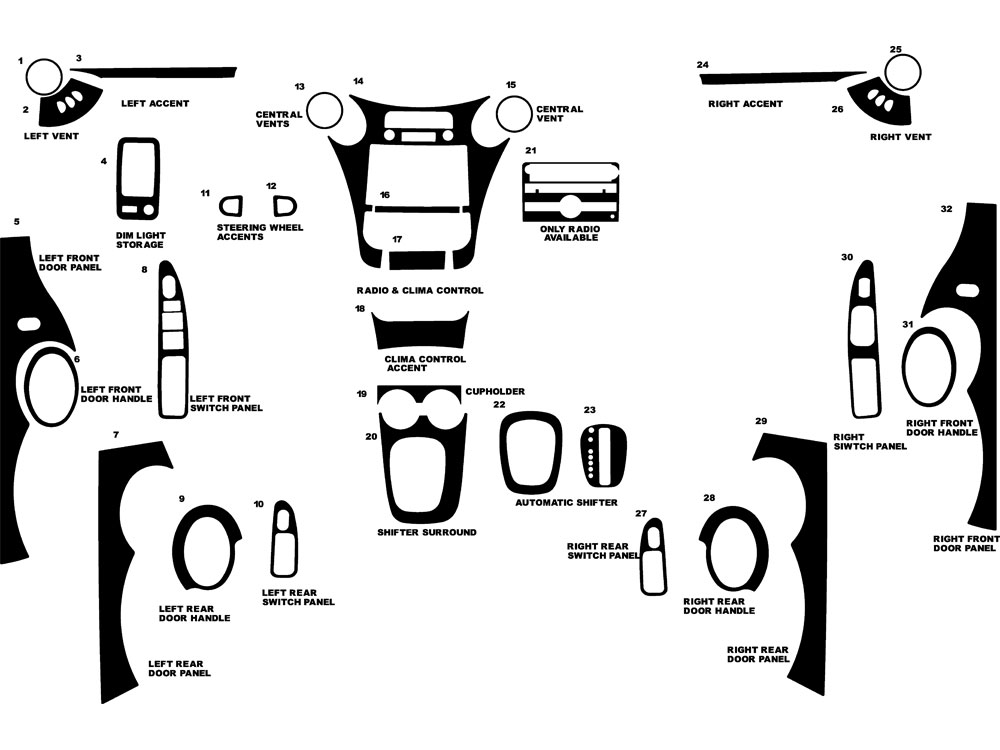 Saturn Ion Sedan 2006-2007 Dash Kit Diagram
