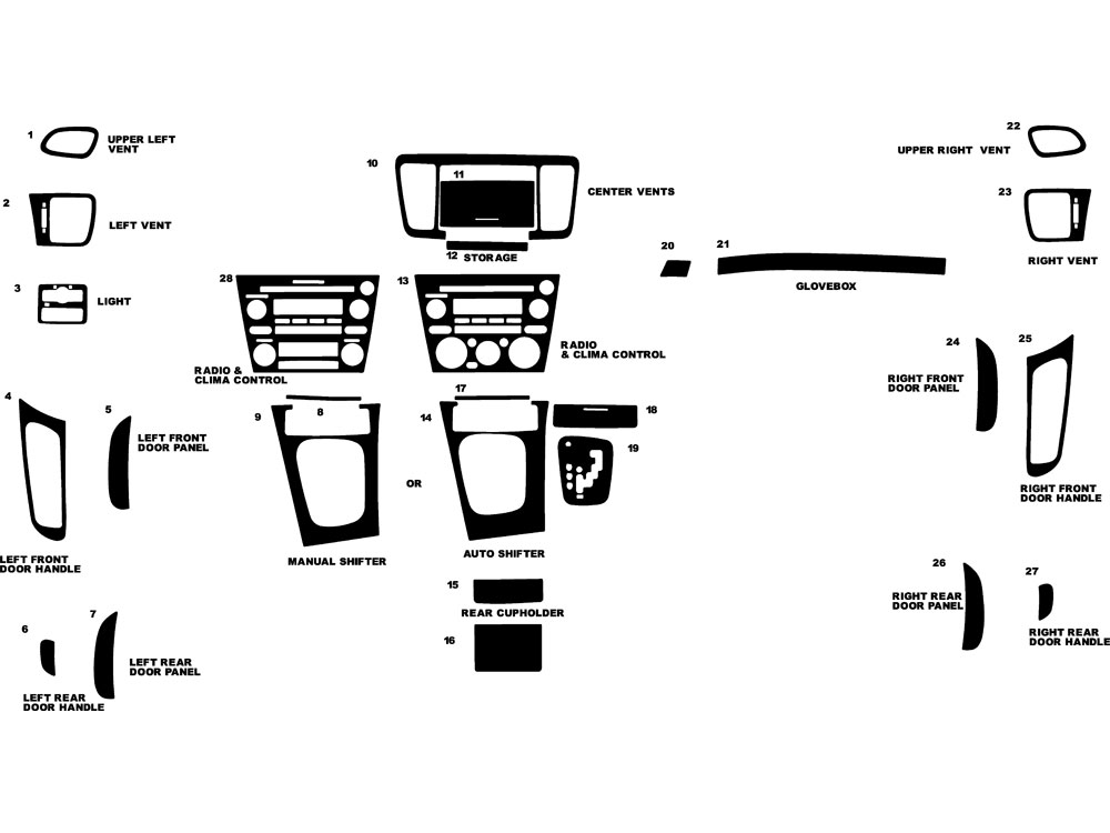 Subaru Outback 2005-2006 Dash Kit Diagram