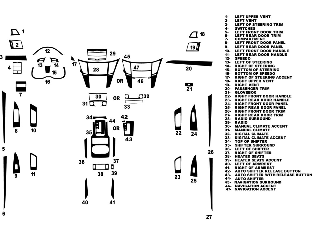Subaru Outback 2010-2014 Dash Kit Diagram