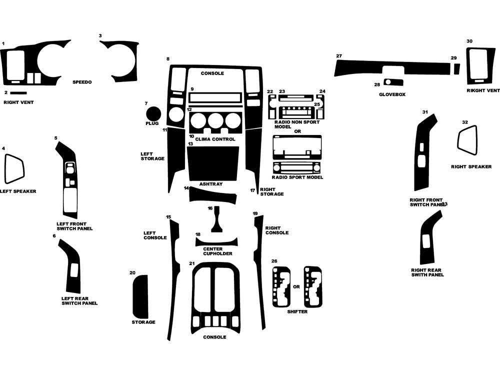 Toyota 4Runner 2006-2009 Dash Kit Diagram