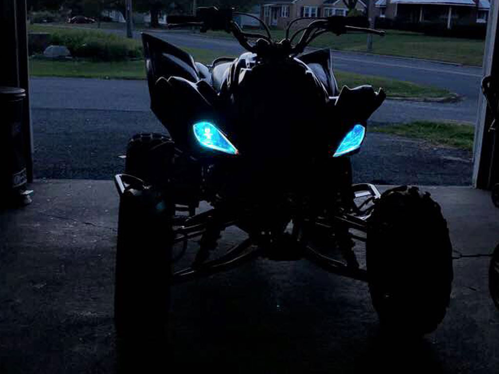 Rwraps Blue Smoke Quad Bike Headlights Wrap Night