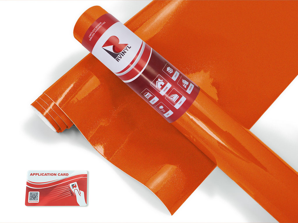 Rwraps Gloss Metallic Fire Orange Car Wrap Color Film