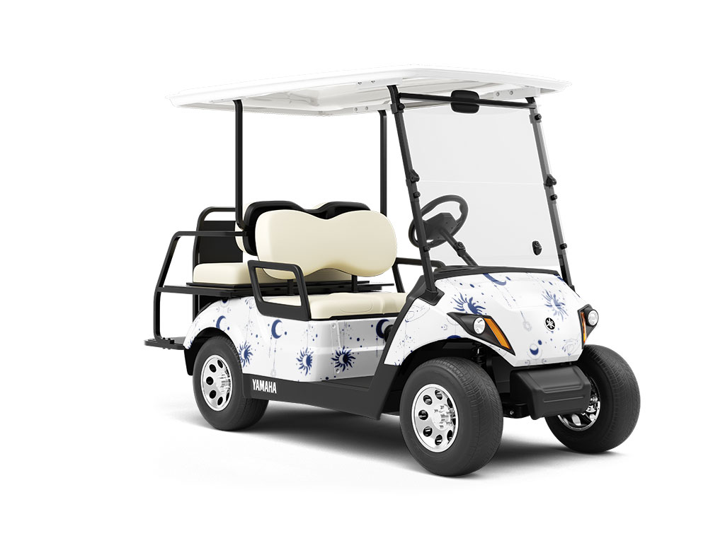 Blue Suns Astrology Wrapped Golf Cart
