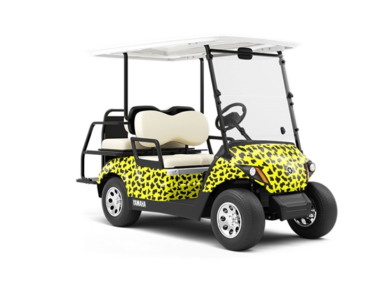 Yellow Cow Wrapped Golf Cart