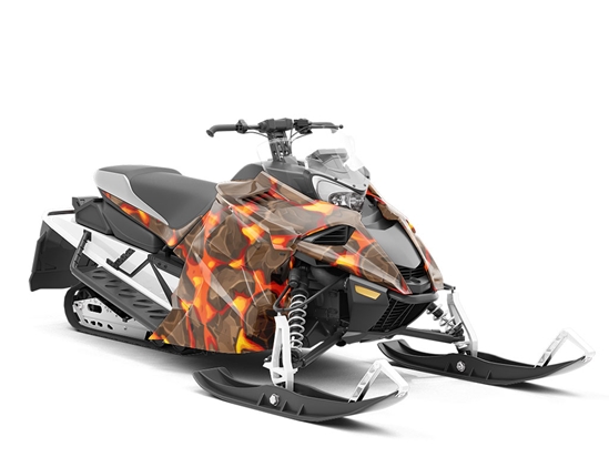 Cartoon Magma Lava Custom Wrapped Snowmobile