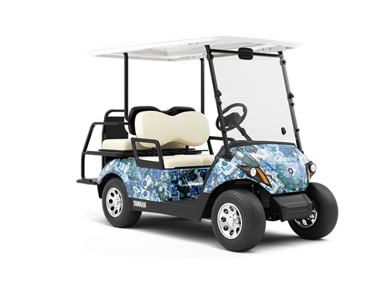 Play the Blues Sticker Bomb Wrapped Golf Cart