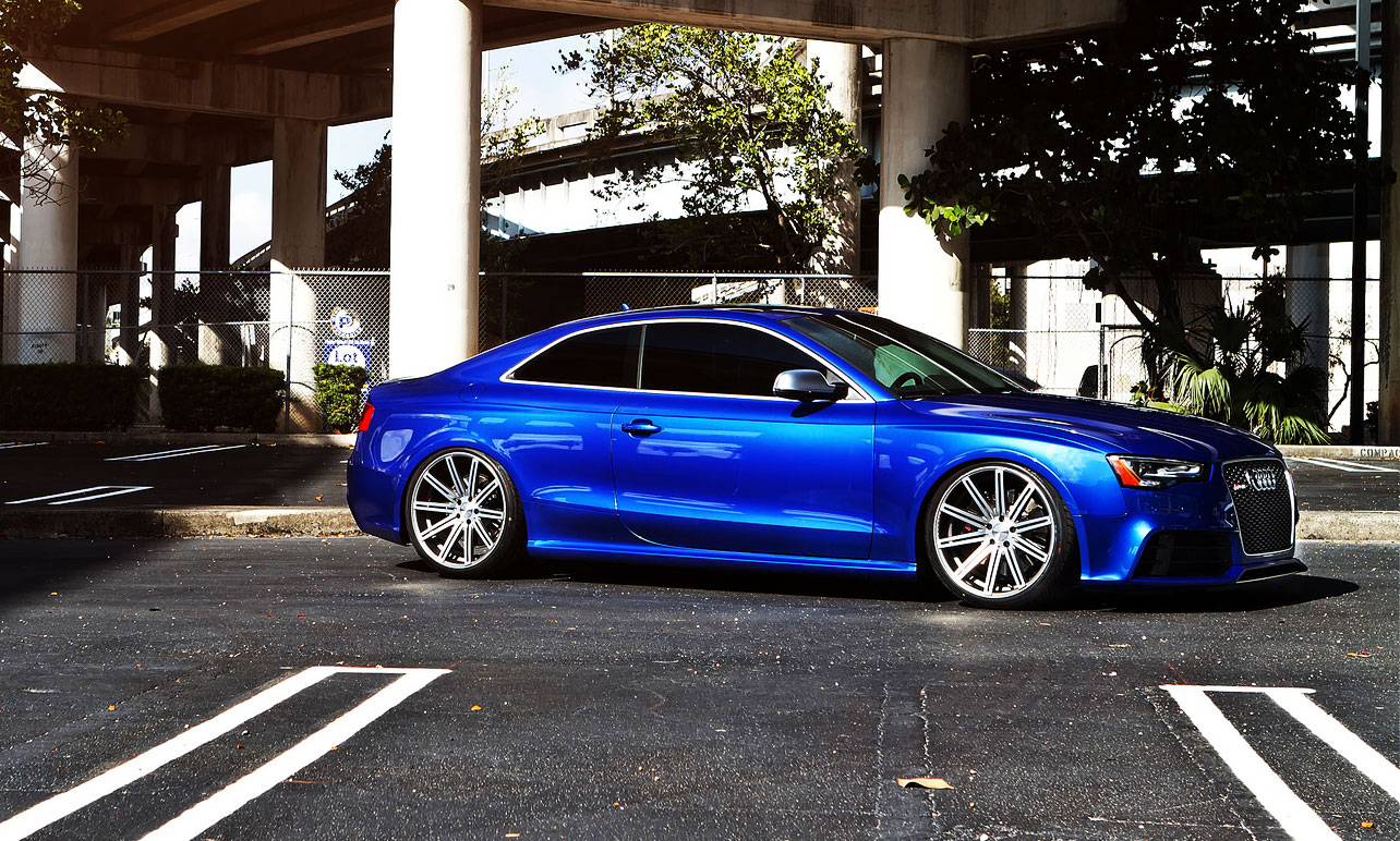 Blue Audi with freshly tinted windows