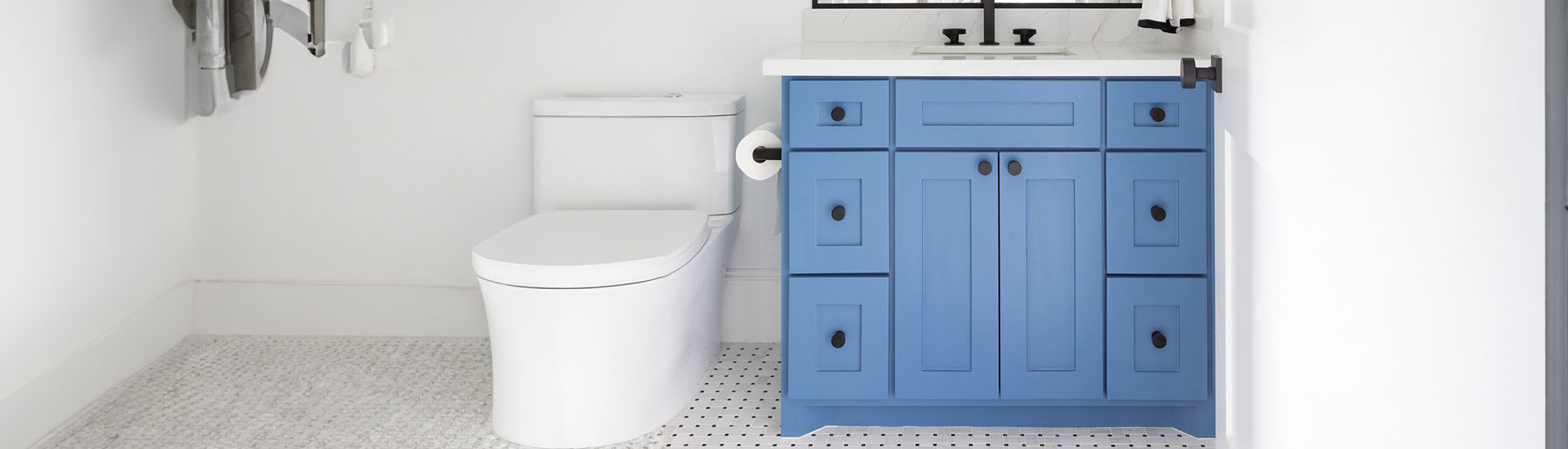 Blue Bathroom Cabinet Wraps